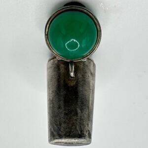 Depose antique French 900 silver genuine chrysoprase locket box poison pendant